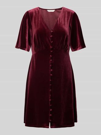 Apricot Minikleid mit V-Ausschnitt in Bordeaux, Gr&ouml;&szlig;e XS