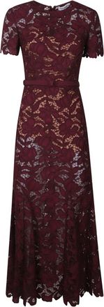 Self Portrait Kleedjes, Dames, Bruin, XS, Lace Midi Jurk