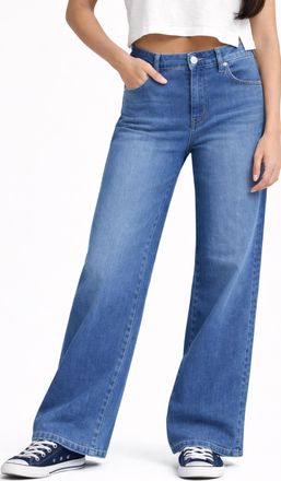 1822 Denim Better Butter Wide Leg With Shadow Masking Stripe Full Length Jeans In Medium Wash