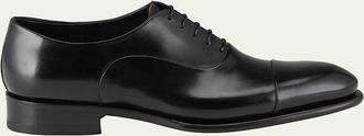 Santoni Mens Isaac Cap-Toe Leather Oxford Shoes