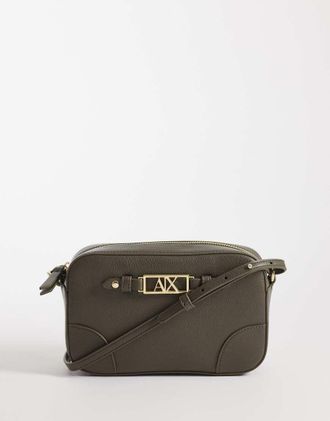 A|X Armani Exchange Polly - Borsa a tracolla kaki con logo-Verde