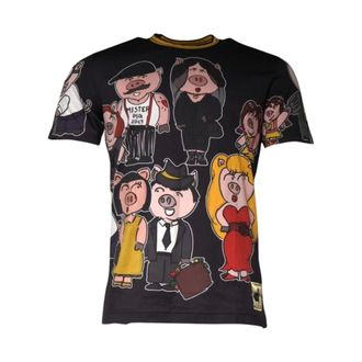 Dolce & Gabbana Camiseta de algod&oacute;n con cuello redondo Pig Family - Tops - Hombre - Multicolor - L