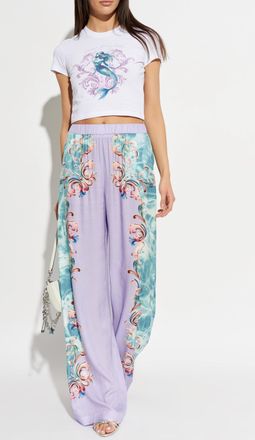 Versace Jeans Couture T-shirt With Print And Shimmering Sequins, Womens, White