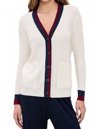 Kule Sinclair Cashmere Cardigan In Cream/navy/port