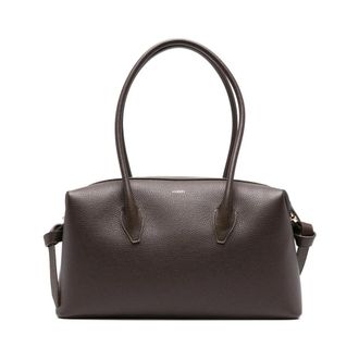 Yuzefi Brown Leather Handbag with Knot Detail