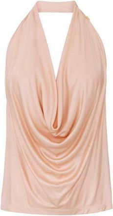 Elisabetta Franchi Tops, Dames, Beige, XS, Glanzende Viscose Jersey Top