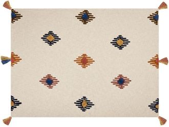 Beliani Blanket MUNGER Cotton 130 x 180 cm Beige