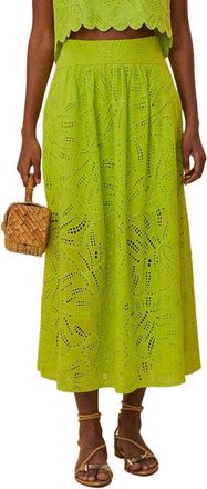 Farm Rio Farm Rio Monstera Eyelet Green Maxi Skirt