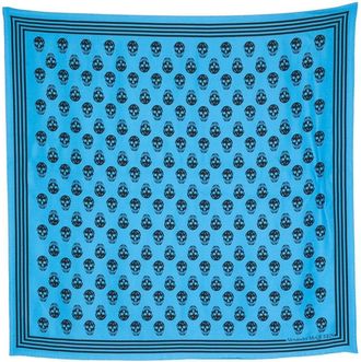 Alexander McQueen Biker Skull silk scarf - women - Silk - One Size - Blue