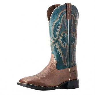 Ariat Mens Round Pen Western Performance Boots In Midnight Blue Clean Saddle