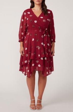 Estelle Begin Again Long Sleeve Faux Wrap Dress in Carnelian/Rose at Nordstrom Rack, Size 18W