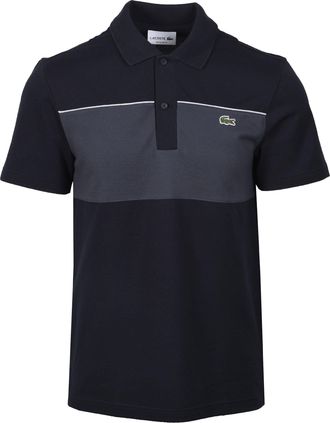 Lacoste Mens BLOCK COLOUR POLO SHIRT BLACKBIRD/GRAPE - Black Cotton - Size Medium