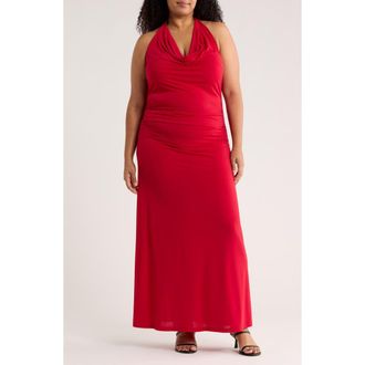 Renee C Ruched Back Halter Dress in Red at Nordstrom Rack, Size 3X