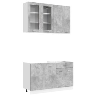 vidaXL Unidad De Cocina Lyon 4 Uds. Gris Hormig&oacute;n Madera De Ingenier&iacute;a Vidaxl