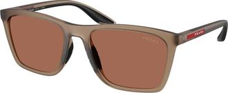 Prada PS B08S Zonnebril - Heren - Zonnebrillen - Bruin - 56 MM - Accessoires
