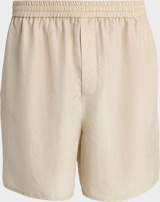 Balmain Men & apos;s Silk Embroidered Sun Logo Pull-On Shorts