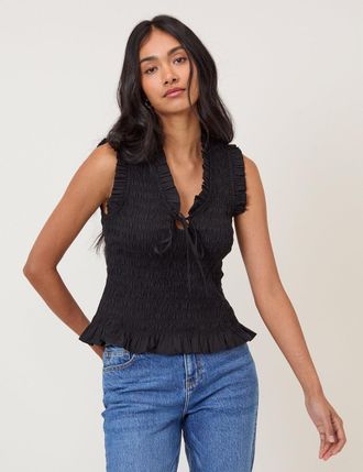 Nobody's Child Black Shirred Top