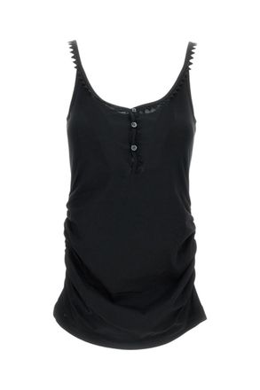 Jacquemus Black Solid Scoop Neck Top