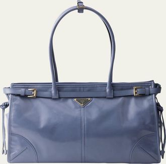 Prada Large Buckle Leather Shoulder Bag