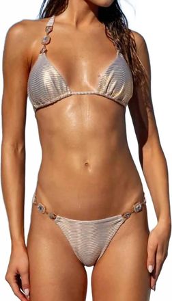 Beach Bunny Raja Skimpy Bikini Bottom In Gold