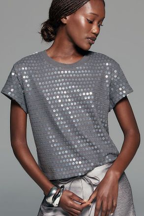 Pilcro Billie 100% Cotton Sequined Tee