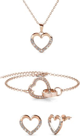 MYC-Paris Locked Heart Lovett twee sets - Ros&eacute;goud en kristal