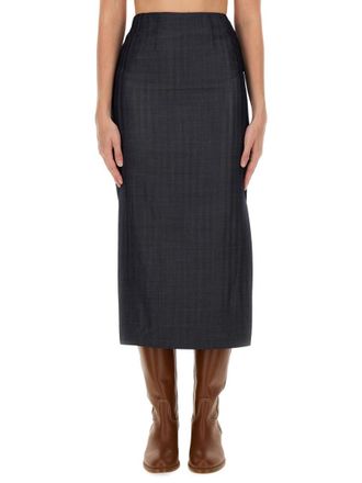 Etro Grey Checks Midi Skirt