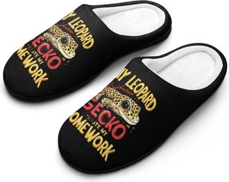 Generic My Leopard Gecko Ate My Homework Slippers Men Winter Warm Cotton Anti-Slip Indoor Slip-Ons House Shoes