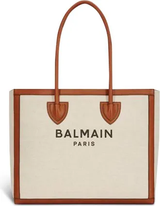 Balmain Beige Cotton Tote Womens Bag