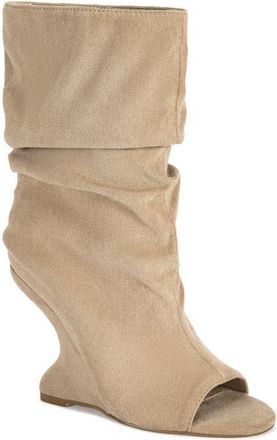 Azalea Wang Marin Peep Toe Bootie in Beige at Nordstrom, Size 8.5