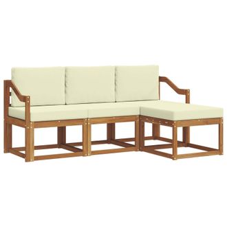 vidaXL Conjunto De Sof&aacute;s De Exterior Con Coj&iacute;n 4 Pcs Natural Y Crema Vidaxl