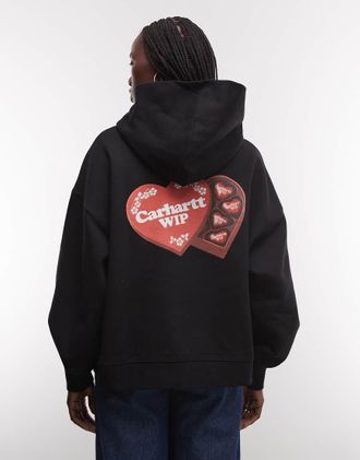 Carhartt Work in Progress Hartt Case felpa con cappuccio con stampa sul retro nera-Nero