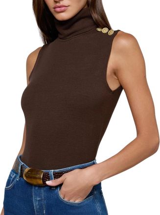 L'agence Ceci Sleeveless Turtleneck Top In Coffee Bean