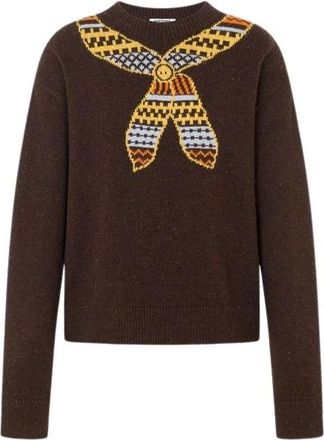 Moschino Jersey de lana y seda con incrustaciones - Knitwear - Mujer - Marr&oacute;n - 2XS