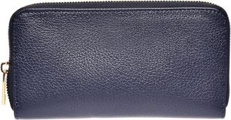 Roberta M Blauw Rundleer Portemonnee