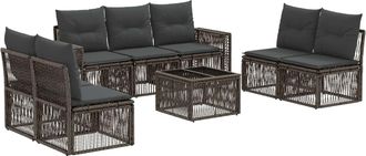 vidaXL Conjunto De Sof&aacute;s De Jard&iacute;n 8 Uds. Gris Y Gris Oscuro Vidaxl