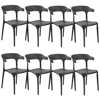 Beliani Conjunto De 8 Sillas Negras Polipropileno Resistente Interior Exterior Gubbio