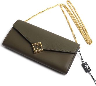 Fendi Gold Leather Chain/Shoulder Wallet (Pre-Owned)