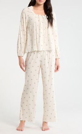 Reformation Paloma Floral Print Pajamas in Petite Rose at Nordstrom, Size X-Small