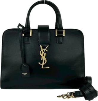 Saint Laurent Pre-owned Paris Cabas Leder 2way Tas - Dames - Vintage Handtas - Zwart - ONE Size - Leer - Vintage