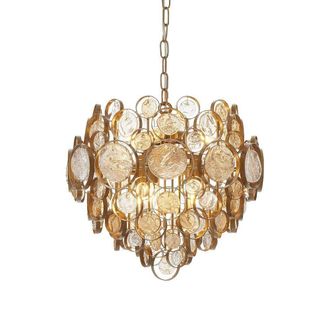 Netlighting CARBONIA Stylish Dimmable Indoor 6 Light Glass Ceiling Pendant in Gold
