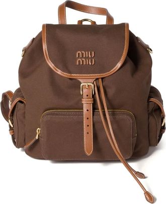 Miu Miu Zaino con dettagli in pelle - Marrone