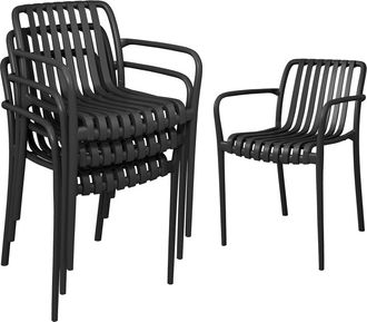 OUTSUNNY Sillas de jard&iacute;n 55x58.5x81.5 cm negro
