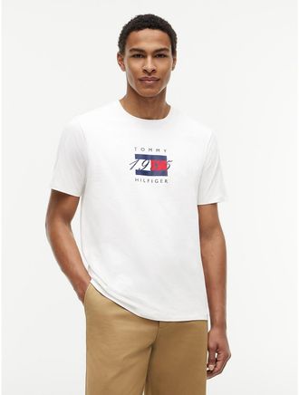 Tommy Hilfiger Mens 1985 Flag Logo T-Shirt - Ecru - XXL