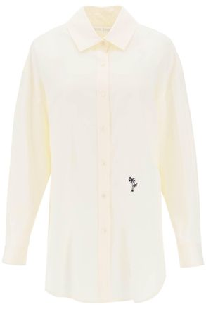 Palm Angels Ivory Poplin Oversize Shirt