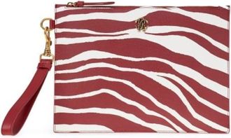 Roberto Cavalli Zebra Print Mirror Snake Logo Pouch