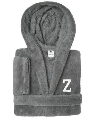 Linum Home Textiles Personalized Linum Kids Small Super Plush Hooded Bathrobe with White Bookman Font (Monogrammed A-Z)