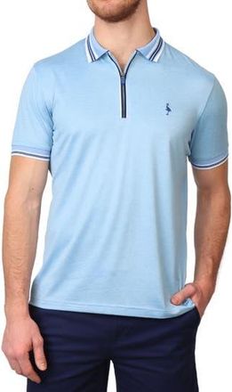 Tailorbyrd Solid Perforated Performance Quarter Zip Polo in Blue at Nordstrom Rack, Size Xx-Large