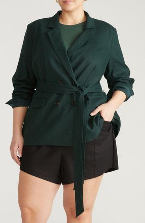 Universal Standard Henning Belted Blazer in Scarab Green at Nordstrom, Size Xxx-Large