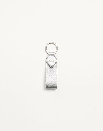 Valentino Garavani Portachiavi Vlogo Signature In Vitello Granato Laminato Donna SILVER UNI